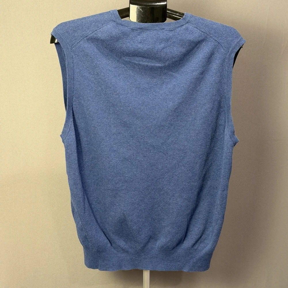 Polo Ralph Lauren Sweater Vest Mens XL Blue Pima Cotton‎ V Neck Knit Pullover